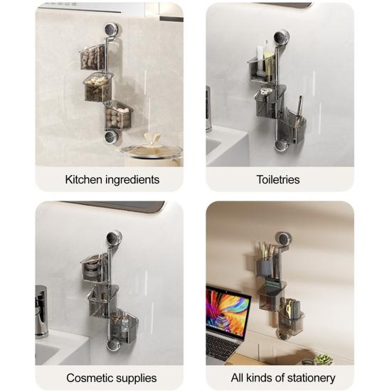 Suction Cup Storage Rack with Drainage Holes Large Capacity Rotating