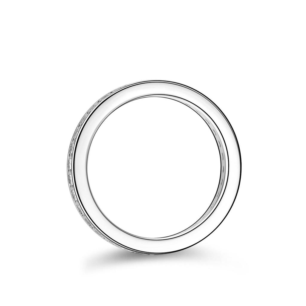 Women's Moissanite Eternity Ring in S925 Silver: Geometric Pave Design