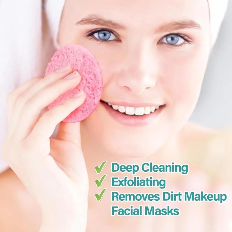 50-400PCS Compressed Facial Sponges Round Cellulose Facial Sponges Natural Cosmetic Spa Sponges Face Cleansing Massage