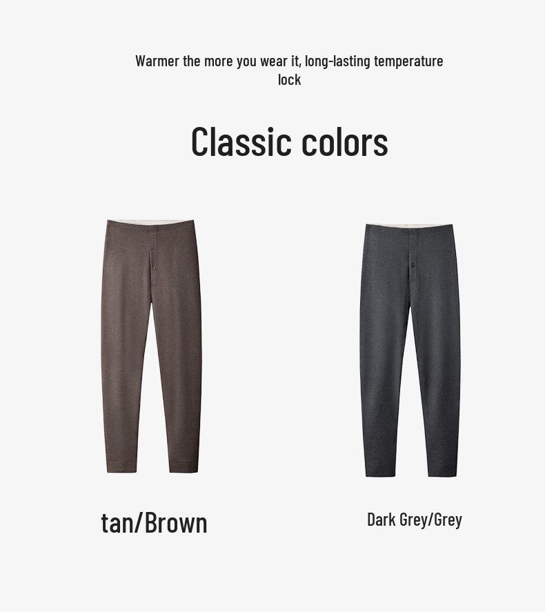 Men's Extra Thick Fleece-Lined Mulberry Silk Wool Long Johns for Autumn and Winter - Warm, Seamless Base Layer Pants