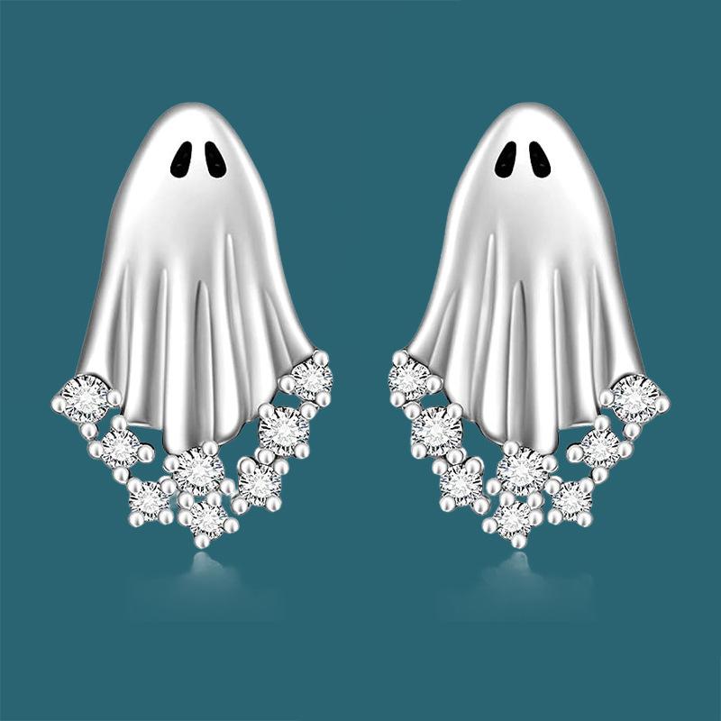Halloween Horror Ghost Stud Earrings, European and American Halloween Ghost Ear Jewelry
