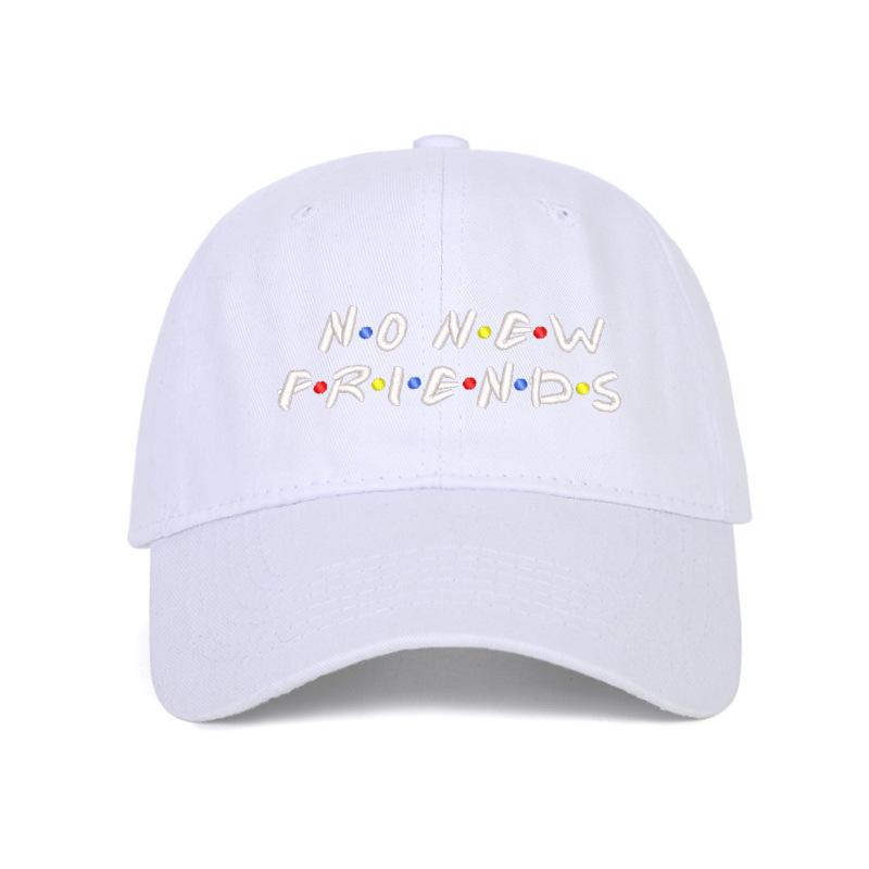 Korean Style 'No New Friends' Embroidered Unisex Baseball Cap with Sun Visor