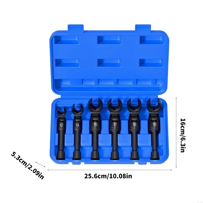 6Pcs Fuels Line Socket Wrench Fuels Pipe Socket Wrench For Injectors Removal With Flexible Head and Steel Construction M4YD