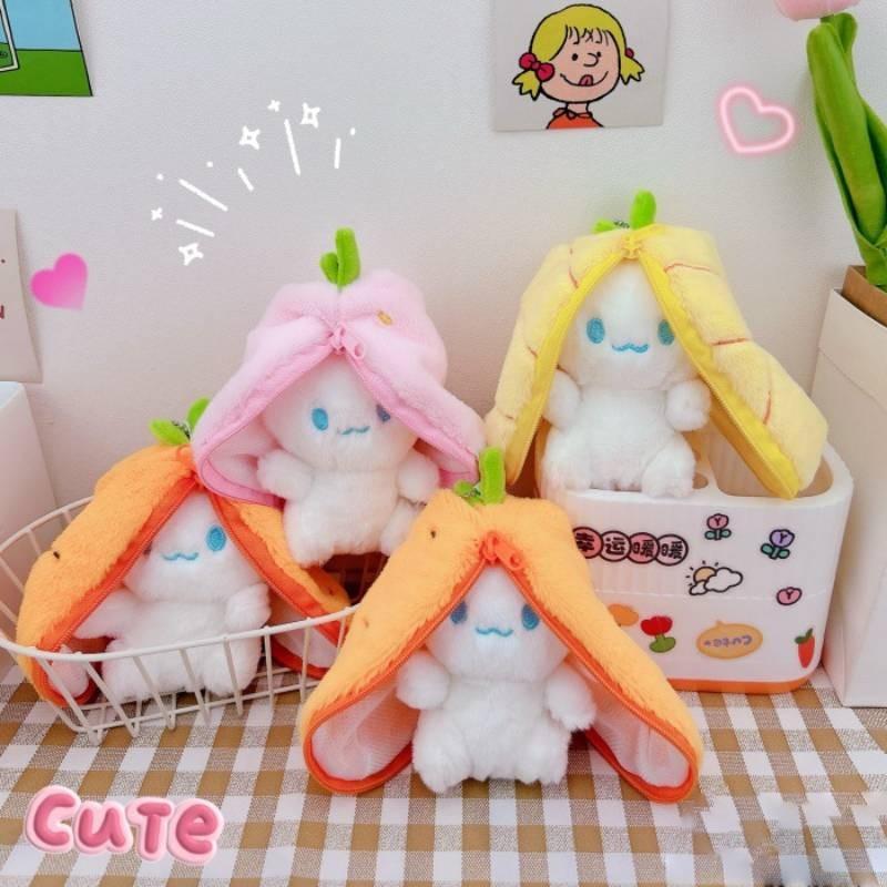 Adorable Fruity Rabbit Plush Keychain Cute Pineapple Grape Strawberry Carrot Dolls