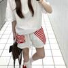Red And White Striped Shawl Versatile High-End Women'S Outerwear Knitted Scarf
