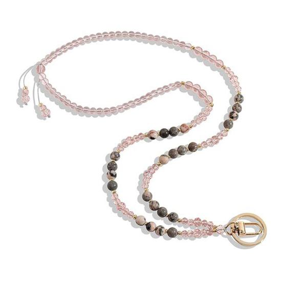 

Натуральный камень искусственный кристалл держатель для карт регулируемый шнурок для удостоверения личности женский держатель для бейджа ручной работы из бисера шнурок A розовый