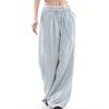 Damen Hose mit lockerem Schnitt aus Leinenmischung mit weitem Bein