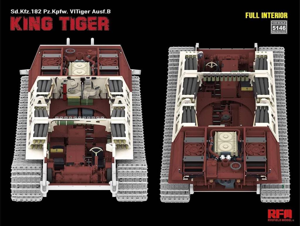Ryefield Models King Tiger with Full Interior Plastic Model Kit RFM5146 1/35 Sd.Kfz.182 (Tank)