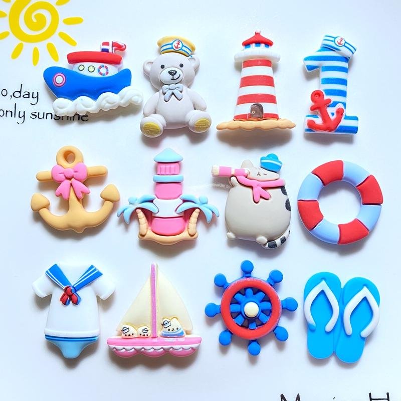 10Pcs New Cute Mini Cartoon Ship For Sailors Ocean Series Flat Back Resin Cabochons Scrapbooking DIY Jewelry Craft Decoration