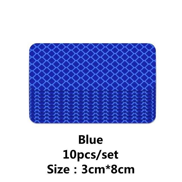 

10 шт. 3*8 см светоотражающие наклейки на бампер автомобиля светоотражающая предупреждающая полоса лента надежные светоотражающие наклейки наклейки предупреждение о безопасности синий