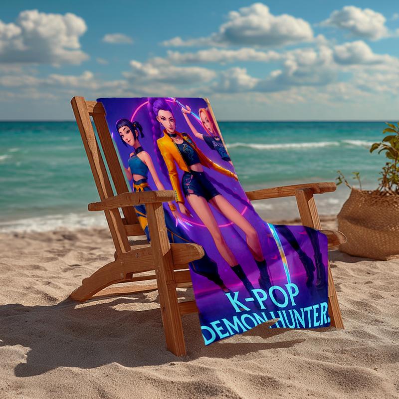 KPOP Hunter Fashion Beach Towel: Ideal for Summer Adventures Soft, absorbent and quick drying suitable for swimming and bathing
