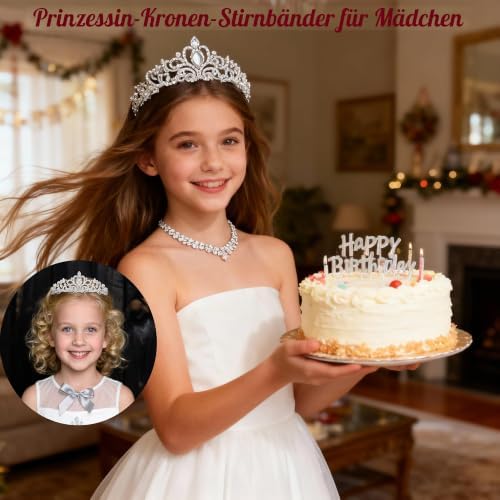 Yeenano Silver Tiara Princess Costume for Women Crown Girls Cinderella Dress Crown Birthday Tiara Wedding Headpiece for Weddings Parties Proms