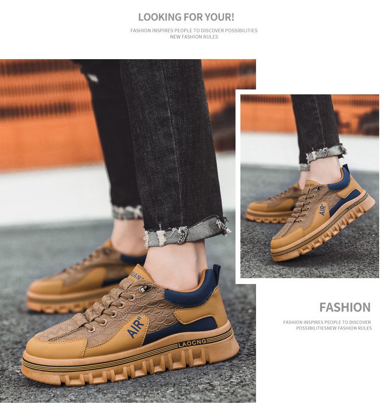 Men's Waterproof Leather Slip-on Casual Sneakers, Autumn Fashion, Versatile Thick-soled Sport Shoes