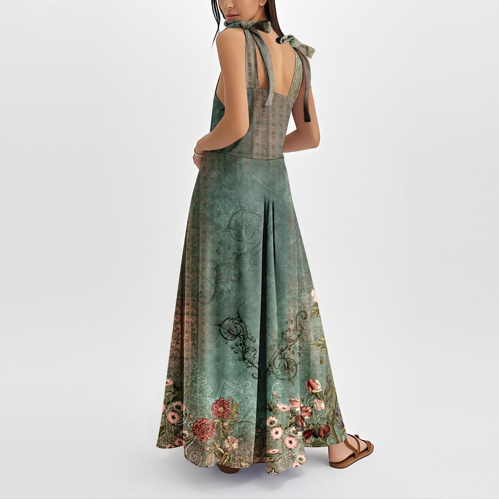 Women's Summer Fashion Tank Dress A-Line Sleeveless Casual Floral/Solid Pocket Dress