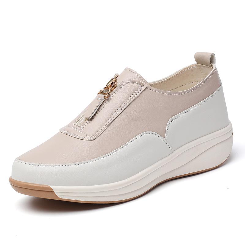 

Large size thick-soled new women s single shoes, light and non-slip muffin shoes with one pedal, casual 35 бежевий