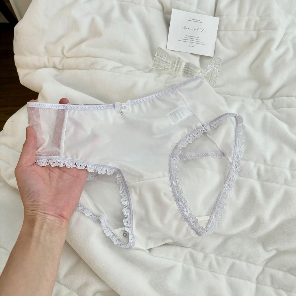 Women's Spring and Summer Mesh Ice Silk Cross Hollow Butt Extended Antibacterial Crotch Waist Triangle Underwear