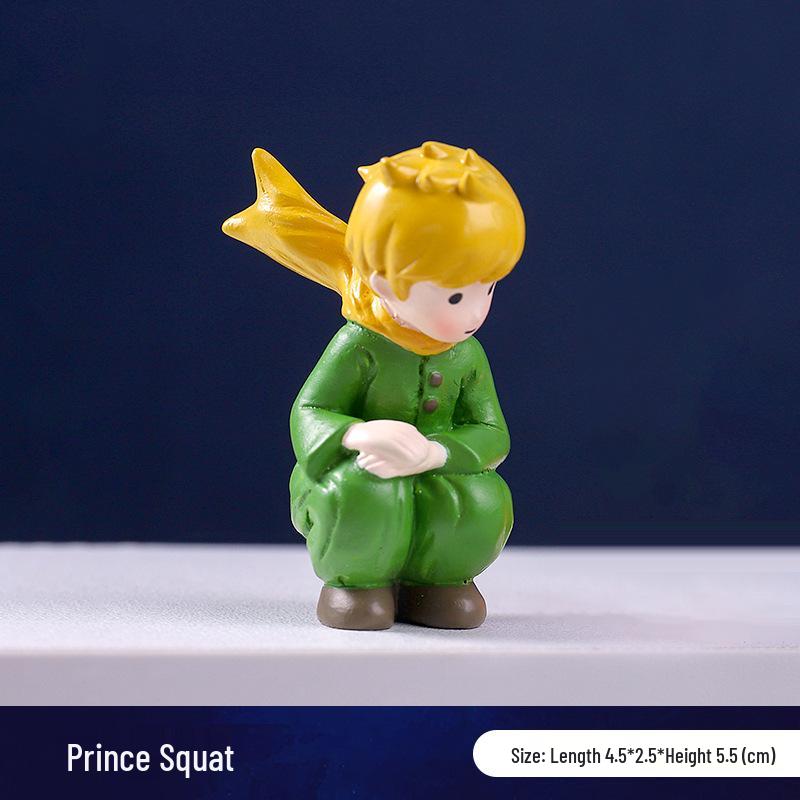 Prince Cute Handmade Fox Mengli Doll Resin Ornament - Birthday Cake or Desktop Decoration