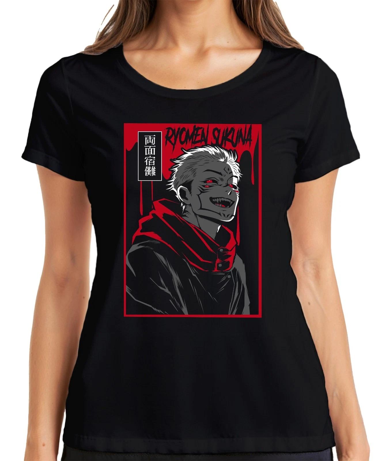 Ryomen Sukuna Jujutsu Kaisen Dämon Rot Anime Ästhetik Geschenk Damen T-Shirt XS