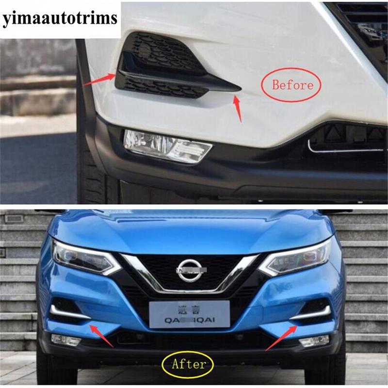 Front Rear Fog Light Lamp Eyelid Eyebrow Cover Trim ABS Chrome / Carbon Fiber Accessories For Nissan Qashqai J11 2018