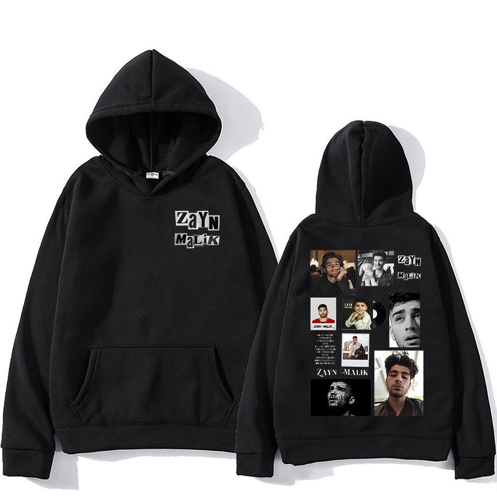 

ZAYN Print Fashion Hoodies Zayn Malik Retro Hip Hop Pullover Unisex Oversized Tops Fall Long Sleeve Sweatshirt Men Women Clothes XS чёрный