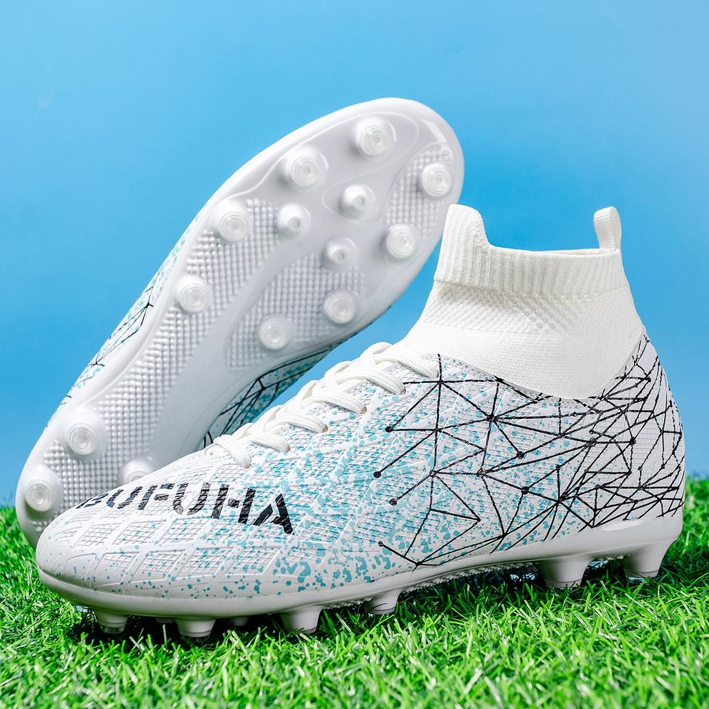High-top Football Shoes New Long Spike Shoes Youth Outdoor Lawn Football Game Player Training Shoes