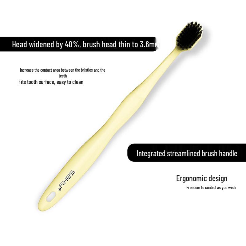 Sakiy Wide-Head Charcoal Soft Bristle Toothbrushes (10-Pack)