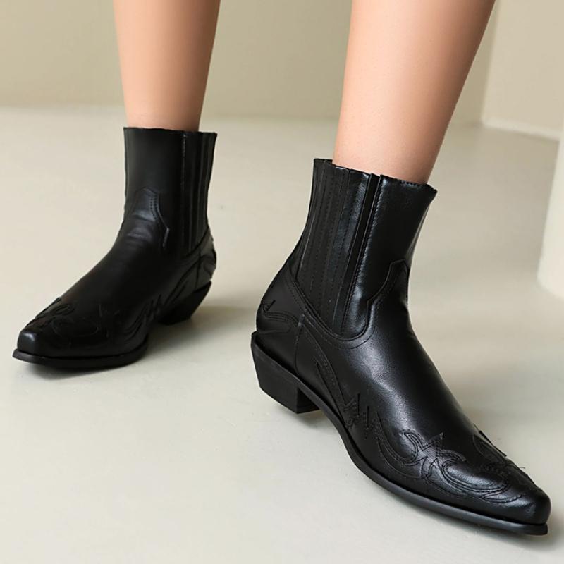 Mode Vintage Stiefeletten für Frauen Schwarz Braun Kurze Reitstiefel Niedrigen Absätzen Party Schuhe Dame Große Größe 45 Neue 2024 Winter Schuhe