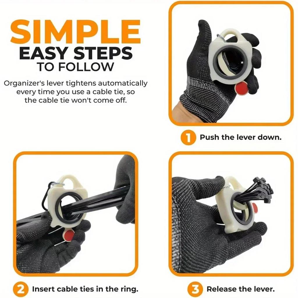 1PC Portable Cable Tie Organizer - Fluorescent Hardware Storage Device