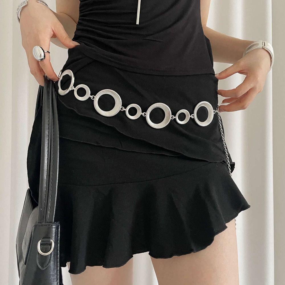 

Body Chain Bohemian Waist Chain Gold Dress Belt Chains Metal Circular Ring Waist Chain Girl золотий