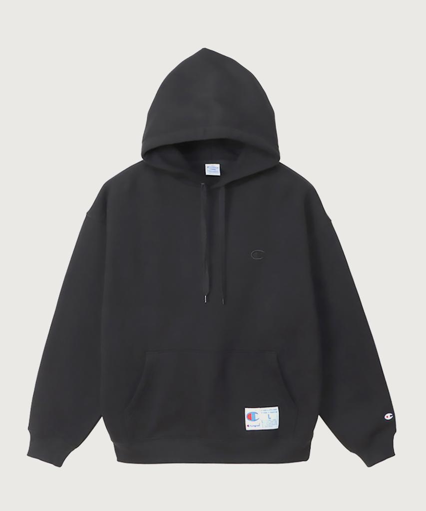 C Logo Oversized Jog Tag Hoodie Black