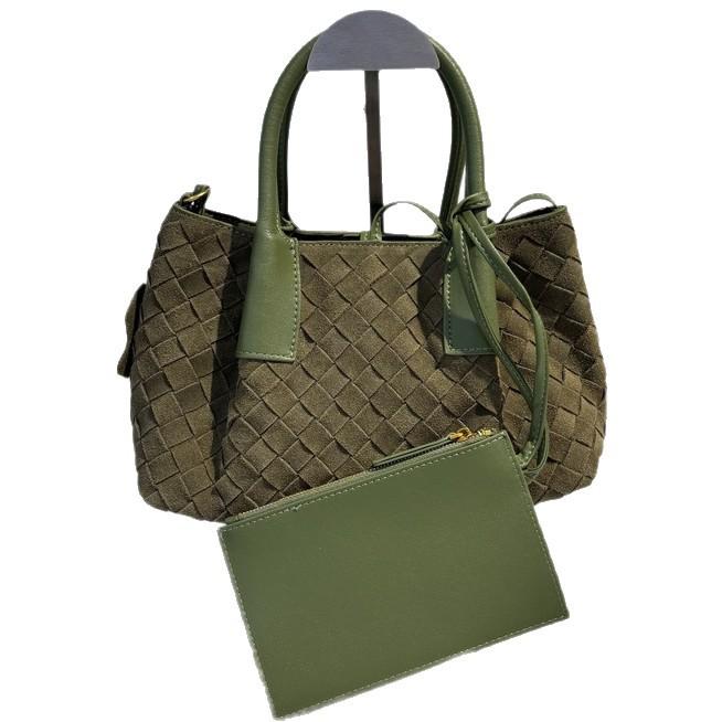 26 Borsa da Donna in Vera Pelle Intrecciata a Mano Tinta Opaca Borsa a Shopper Cesto di Verdura a Spalla