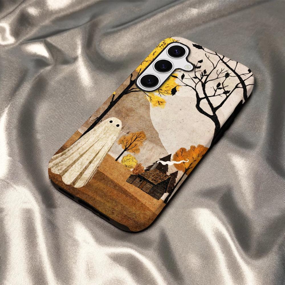 

Cute Ghost Phone Case For Samsung S25 S24 S23 S22 S21 Plus Ultra A56 A36 A26 A16 Glossy HD Hard PC Cover SamsungS25Ultra