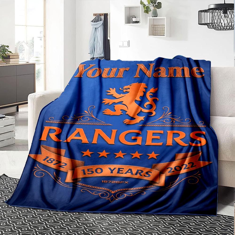 Name Custom Rangers Fc Print Flannel Blanket High Quality Warm Comfortable Cover for All Seasons Perfect for Gifts Home Decor