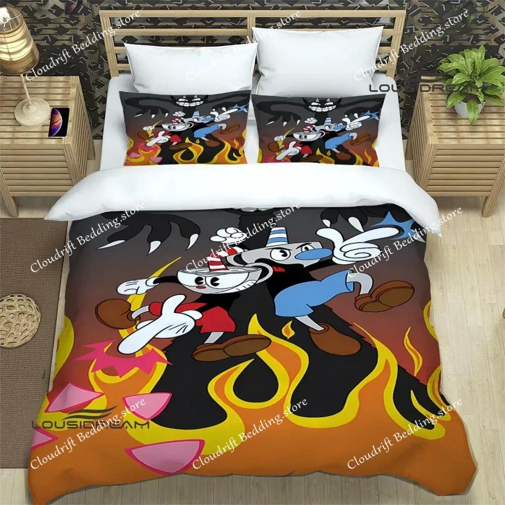 Cuphead Cartoon Druck Bettwäsche Sets Exquisite Bettwaren Bettbezug Set Bettdecke Luxus Mode Polyester Bettdeckenbezug