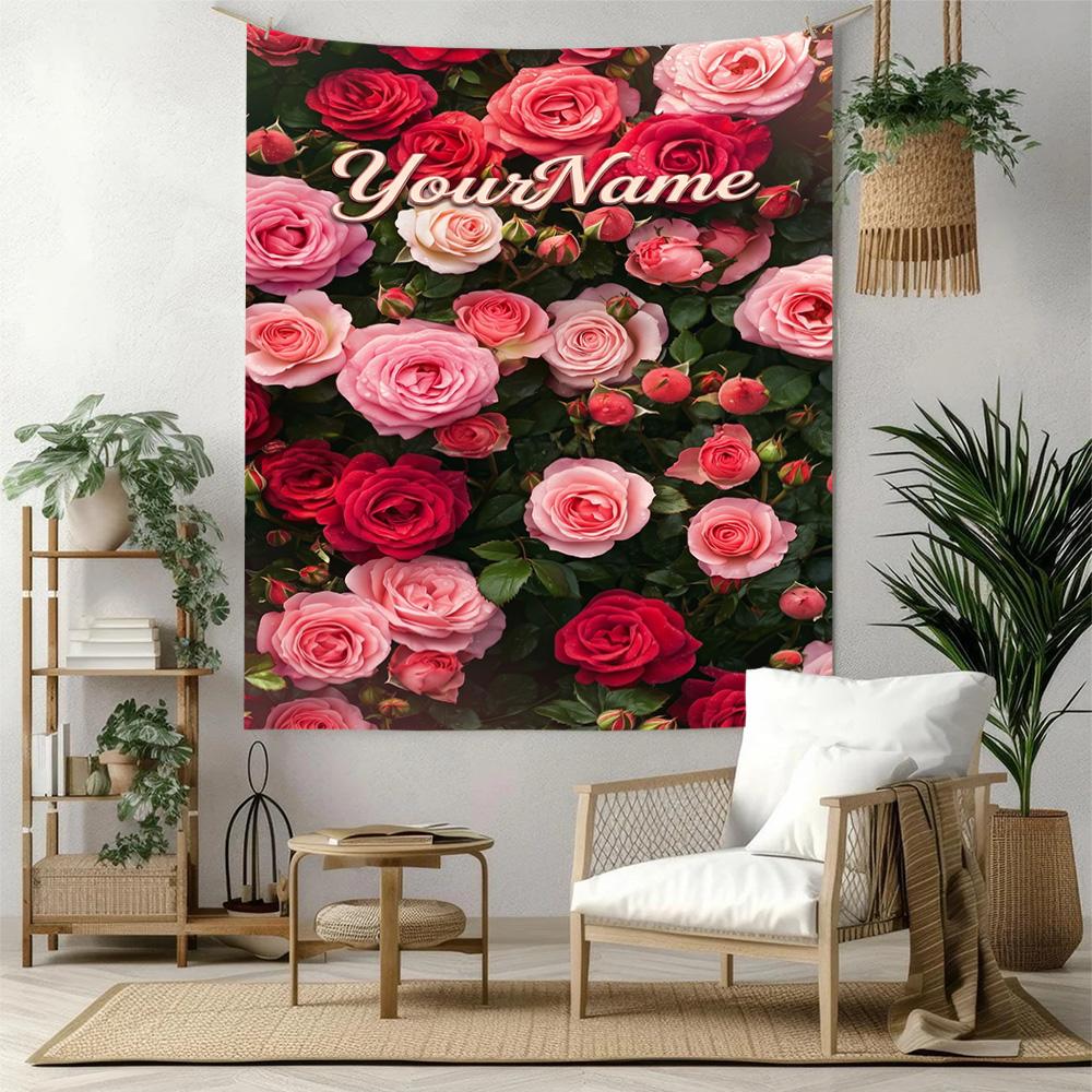 Rose Custom Your Name Wall Decor Tapestry Art For Pet Memorial Birthdaywedding Party Backdrop Family Gift