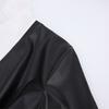 Peter Pan Collar Patchwork PU Leather Black Dress Women Elegant Pleated Elastic Waist Short Dresses Autumn Winter New Punk