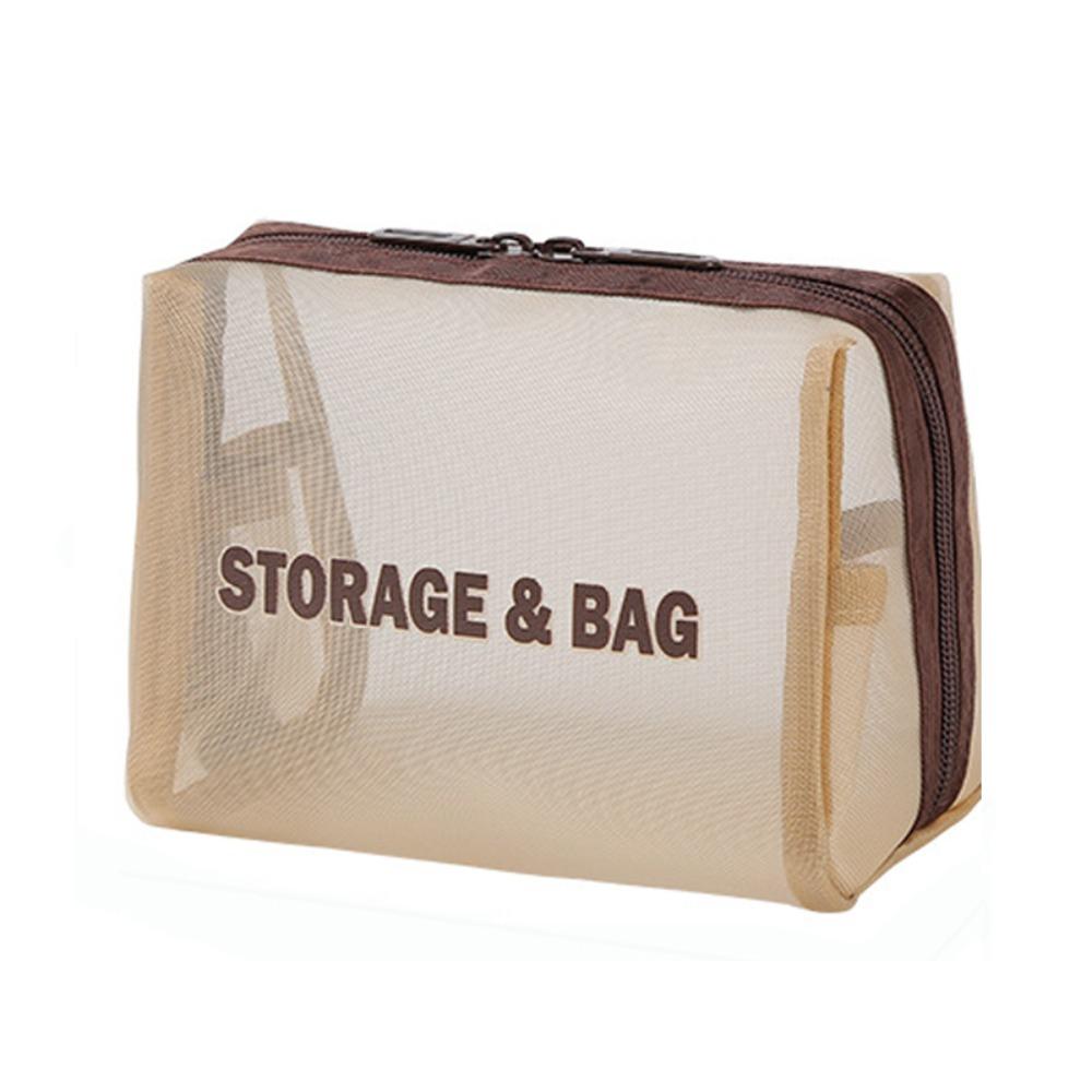 

New Mesh Cosmetic Bag Translucent Large Capacity Travel Storage Bag Zipper Lightweight Toiletry Bag