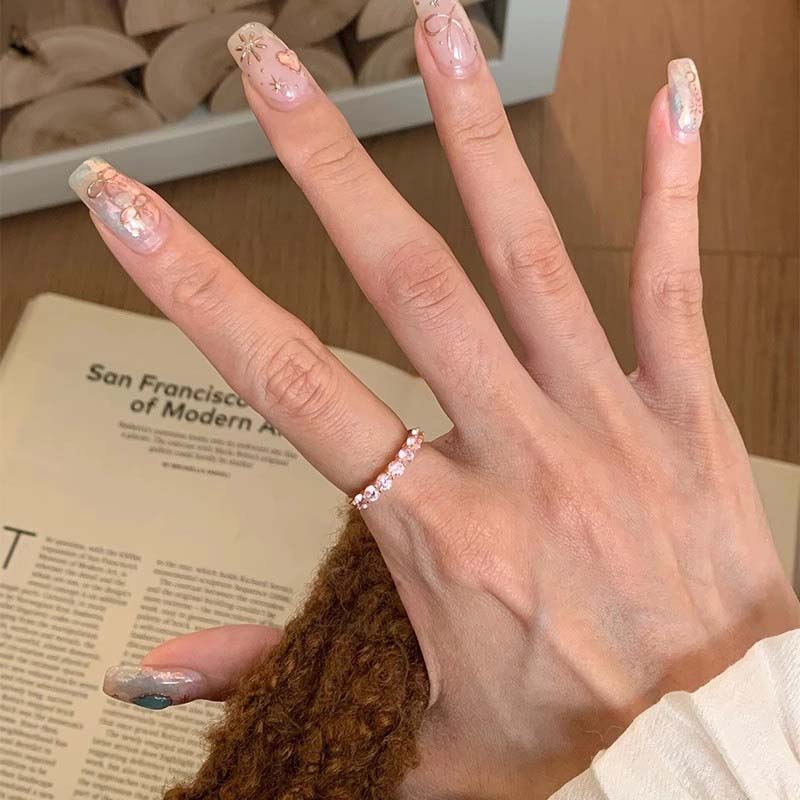 Luxury Shiny Zircon Rings for Women Girls Sweet Cute Metal Crystal Geometric Circular Finger Rings Wedding Jewelry Gifts