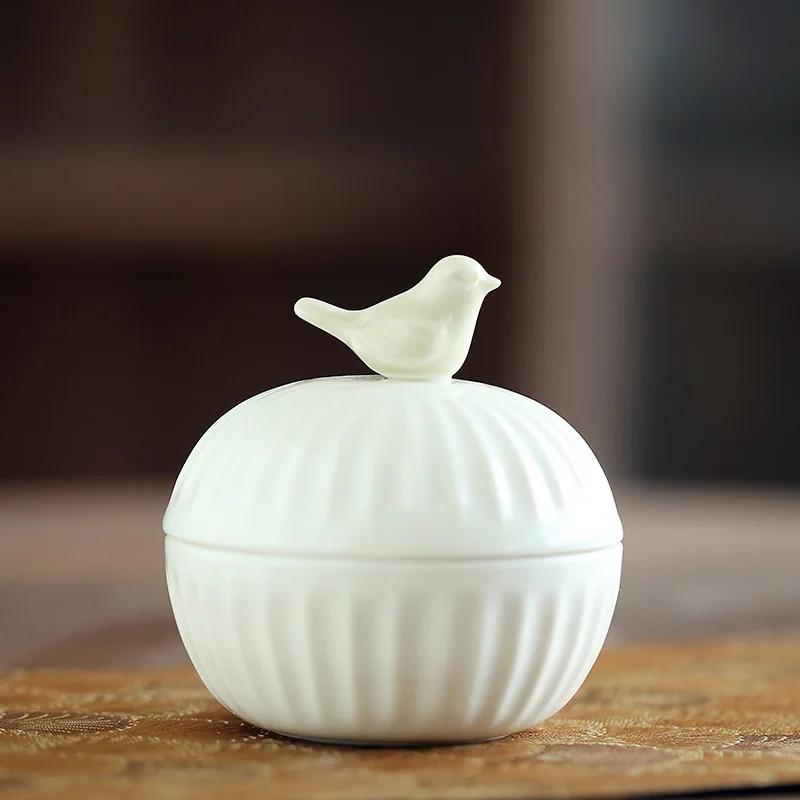 

Керамическая коробка для хранения с крышкой в виде птицы, банка для хранения ювелирных изделий, настольное украшение, изысканные керамические изделия, аксессуары для украшения дома