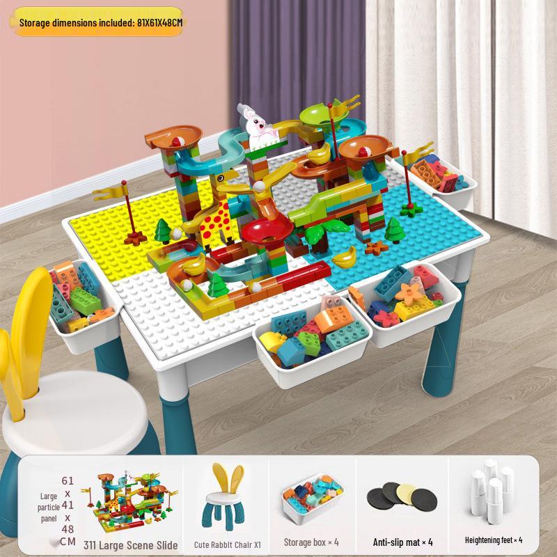 Large Particle Multifunctional Building Blocks Table for Early Education Games