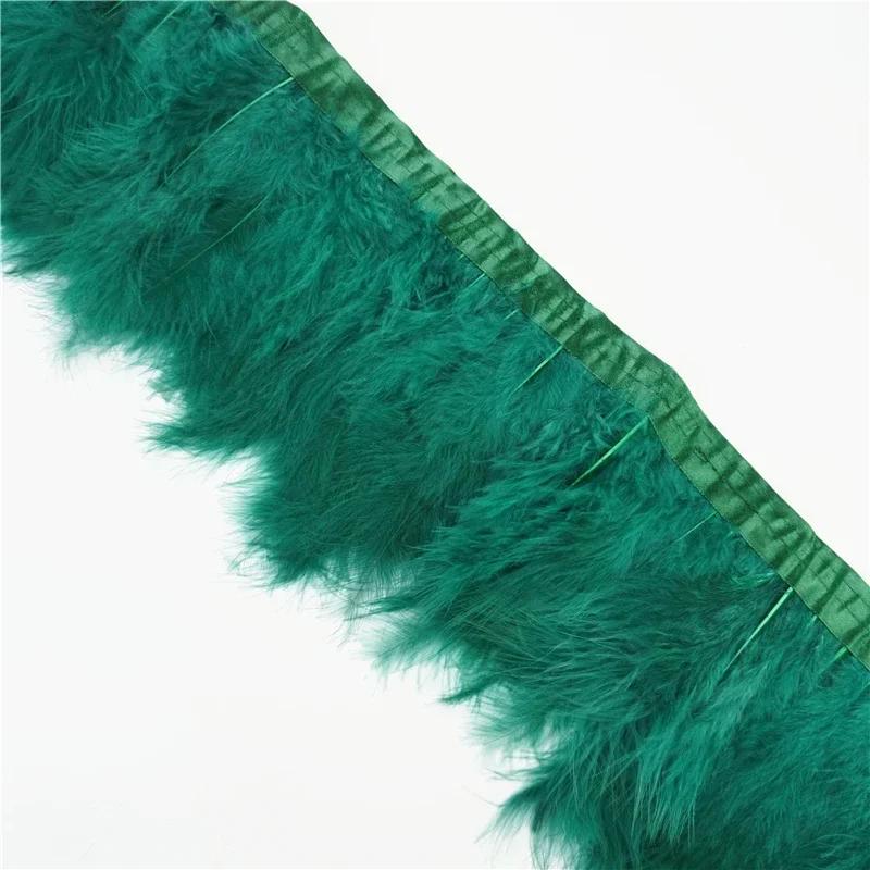 2 Mètres Bordure de Plumes de Marabout Moelleuses Bords Frange 6-8" Plumes de Dinde Blanches Noires Décor Vêtements sur Bande Artisanat Ruban Décoration