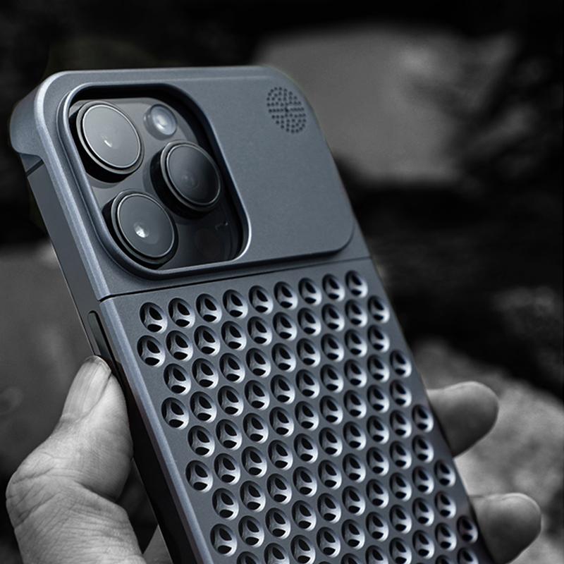 Liga de alumínio iphone 15 14 pro max caso para iphone 12 13 pro iphone caso oco dissipação de calor anti-queda adequado