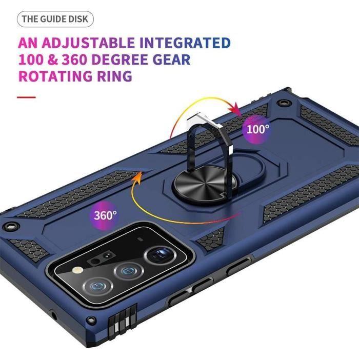 Coque de Protection - BOOLING - pour Samsung Galaxy Note 20 Ultra - Rigide - Bleu Marine - Support Magnétique 360°
