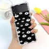 Scary Face Eyes Smiley Case For Samsung Galaxy Z Flip 3 4 5g Funda Z Flip3 Clear Pc Hard Shockproof Back Phone Coque Shell