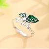 Adjustable Vintage Enamel Bamboo Leaf Butterfly Ring Women Men Minimalist Boho Statement Finger