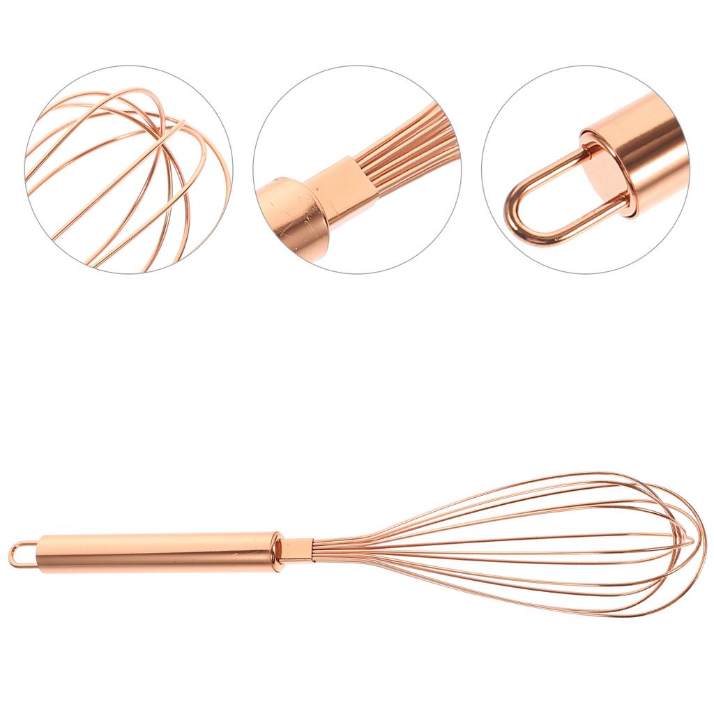 Batidor de huevos manual de acero inoxidable dorado para cocinar masa, mini suministros de metal para el hogar, herramientas grandes para matcha