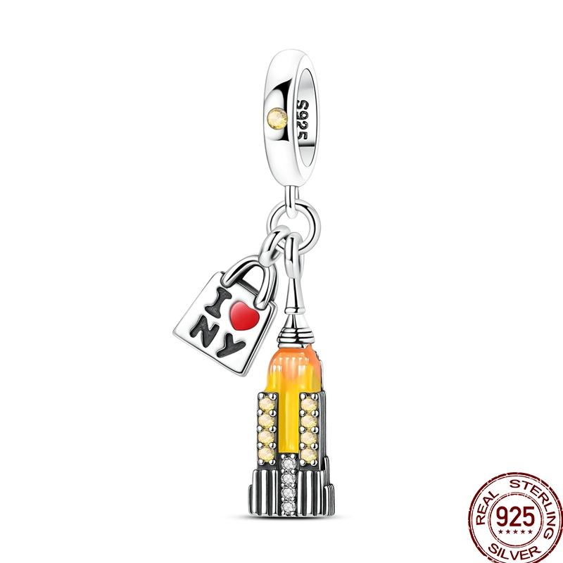 Copper Vienna Opera Charms Beads Eiffel Tower Colosseum Tokyo Pendant Fit Original Bracelet Diy For Women Jewelry