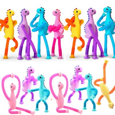 DIY Pop Tube Dinosaur Sensory Toys Suction Cup Bellows Toy Decompression Pipe Autism ADHD Stress Relief Fidget Toys for Kids