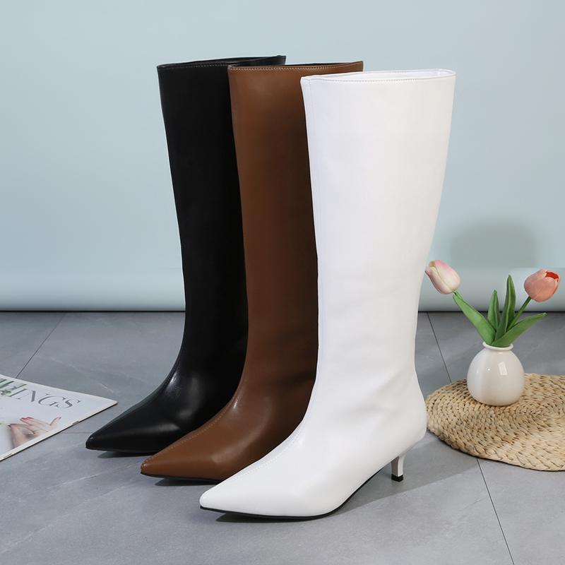 Autumn/winter New Women's High-heeled Boots Long Tube Rubber Boots Pointed Toe Long Tube For Women