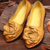 Vintage Handmade Women Flats Casual Shoes Genuine Leather Soft Shoes For Mother Fashion Loafers Slip On